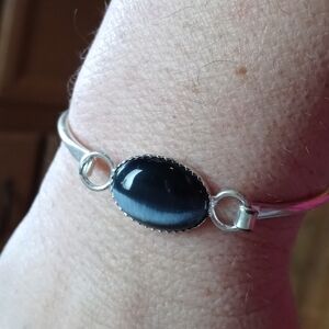 925 Sterling silver bracelet cat's eye stone